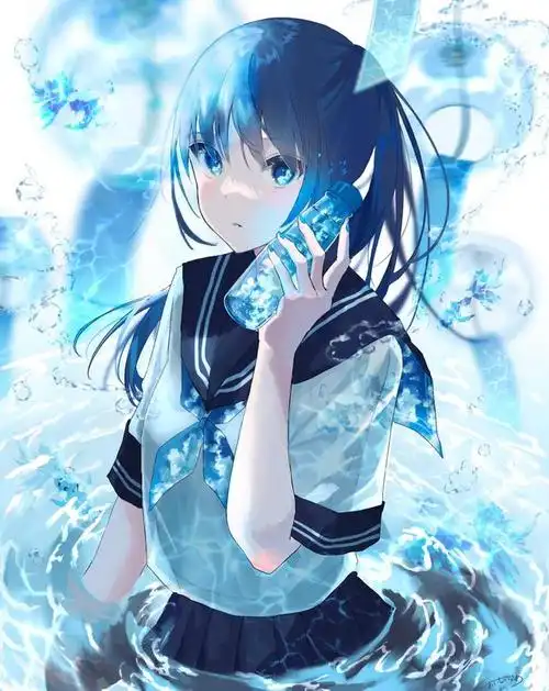 青蓝治愈系少女——画师おいしいさめ作品欣赏