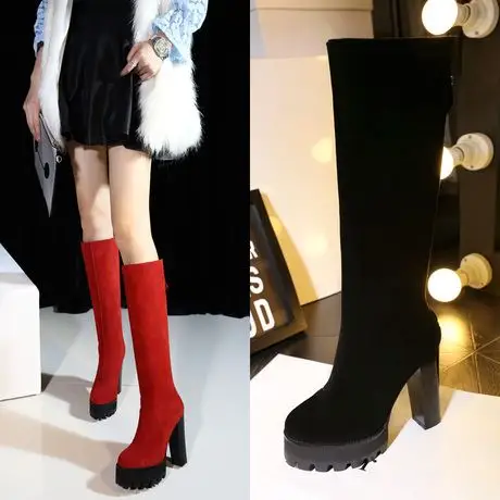 【真皮防水台高筒靴】_牛皮拉链长靴图片_真皮高筒靴价格_搭配分享