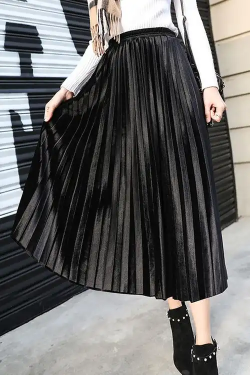 黑色百褶裙冬