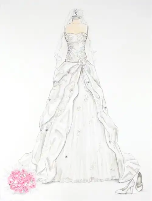 白色抹胸婚纱设计图