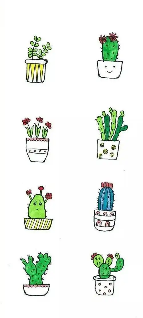 花草植物简笔画儿童手绘简笔画手绘手帐插画绿植简笔画作者桃涩桃涩6