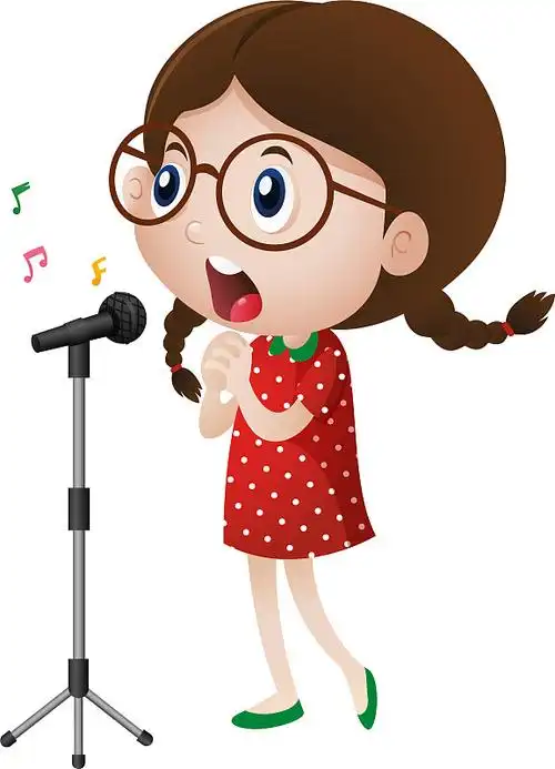 小女孩唱着歌图片素材