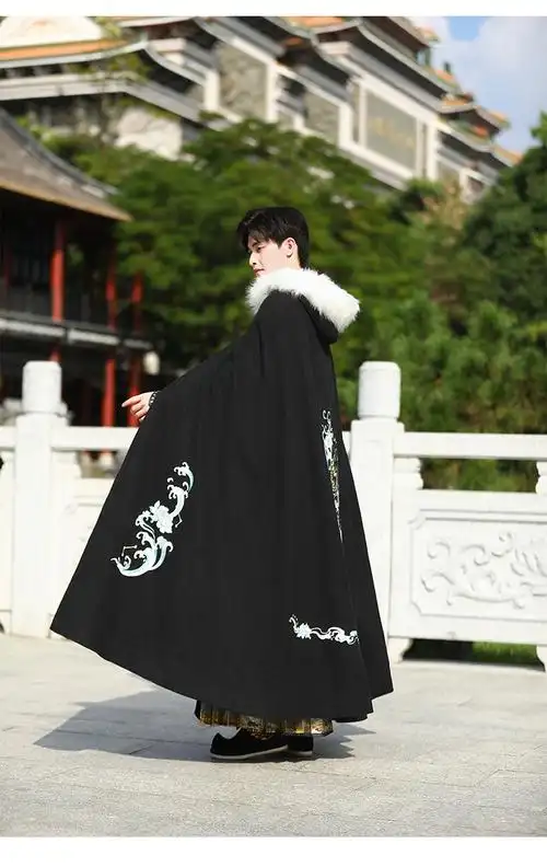 实拍加长款加绒斗篷古风冬季**汉服连帽披风女动漫表演服饰外套 - 17