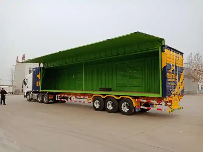 13米75展翼箱式半挂车翼开启式半挂车45英尺集装箱骨架飞翼车