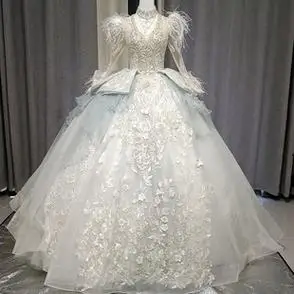 蓝色婚纱2023新款新娘重工奢华大拖尾高级宫廷风高定主纱2024法式