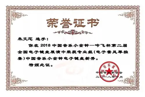 我校学生参加"2018中国音乐小金钟--电子键盘展演"取得好成绩
