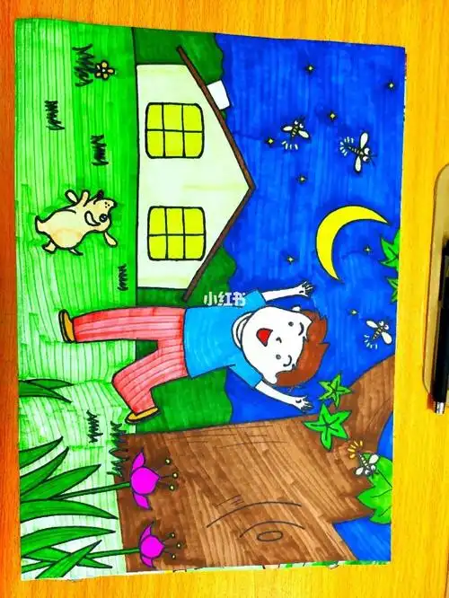 夏天夜晚简笔画夏天简笔画素材可用在手账手抄报中喜欢的就收藏了画