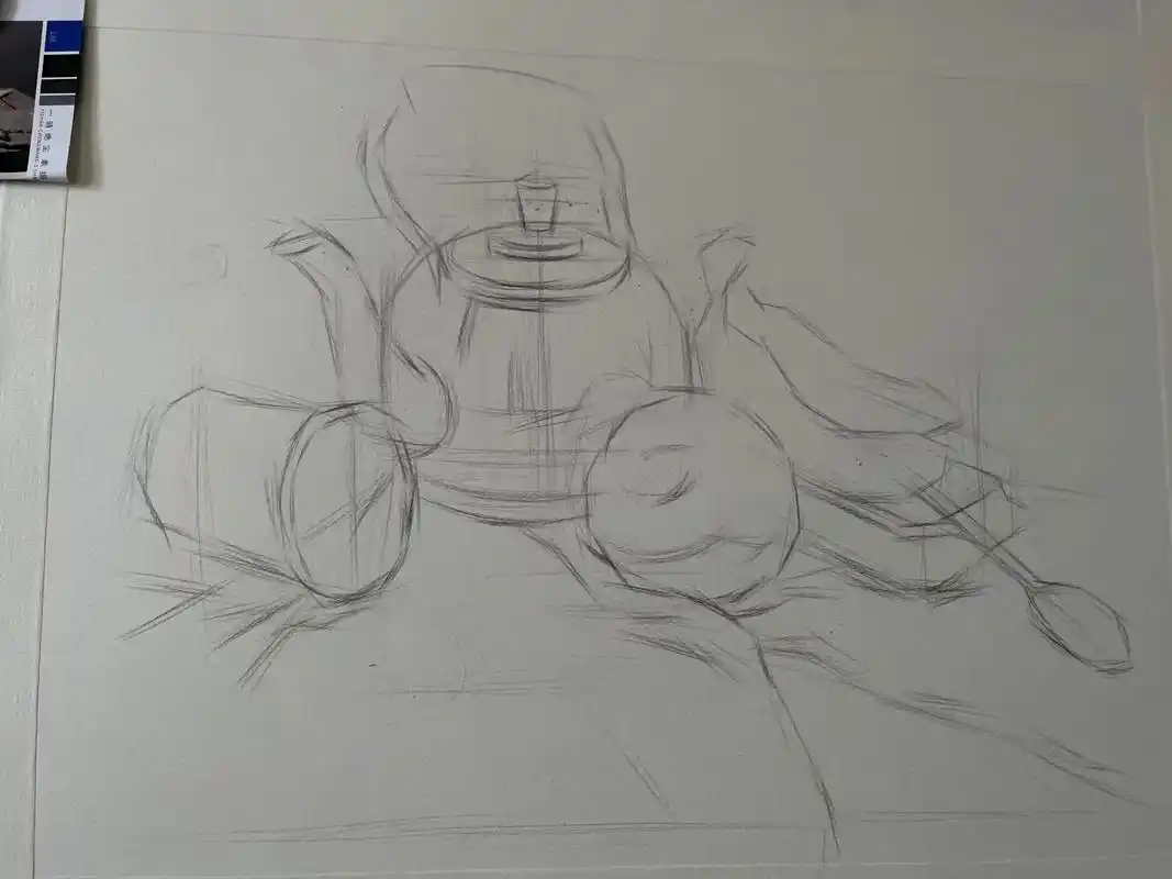 素描静物组合步骤图