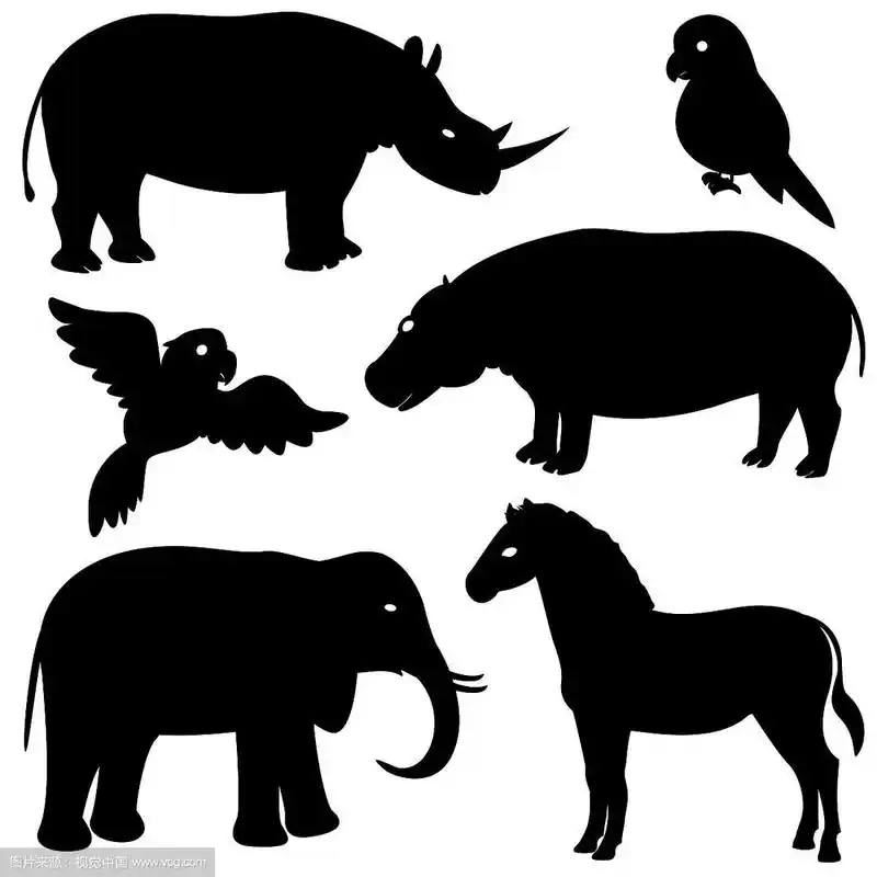 一组非洲动物的剪影