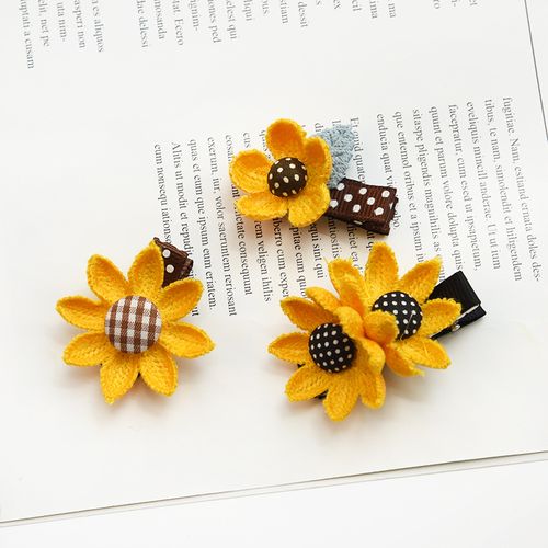 儿童花朵向日葵可爱编织发绳发夹女童公主宝宝扎头发橡皮筋头饰品