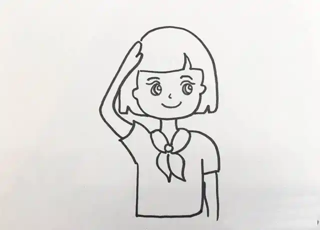 女孩敬礼的敬礼的少先队员教程简笔画怎么画步骤教程