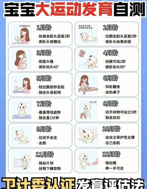 宝宝大动作发育自测表
