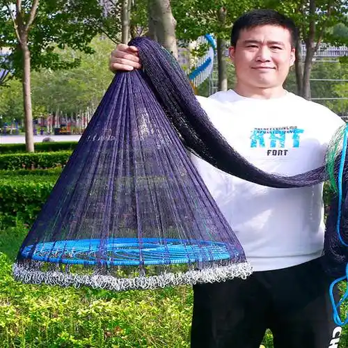 撒网老式圆盘手抛鱼网网底纲绳渔具铅坠易抛网鱼网