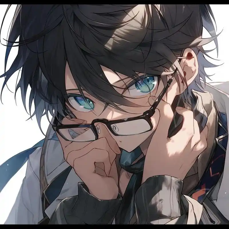 动漫男生头像 | 黑发眼镜的少年感