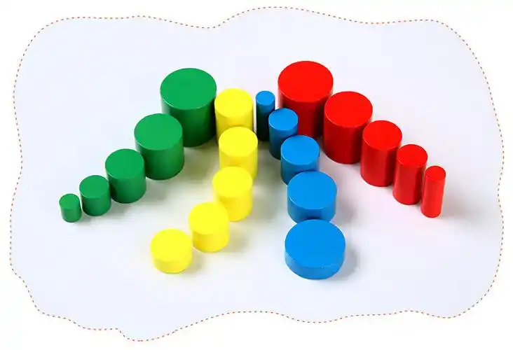 蒙台梭利教具家庭版彩色圆柱体木制早教益智木质蒙氏儿童玩具积木