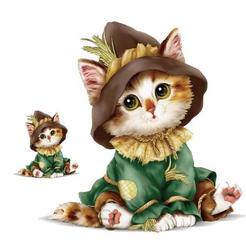 (买大送小)卡通魔法帽猫咪印花图案流行服装烫图diy热转印烫画贴