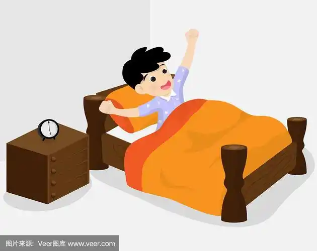 可爱的男孩或孩子在早上醒来在床上孤立的背景时间.