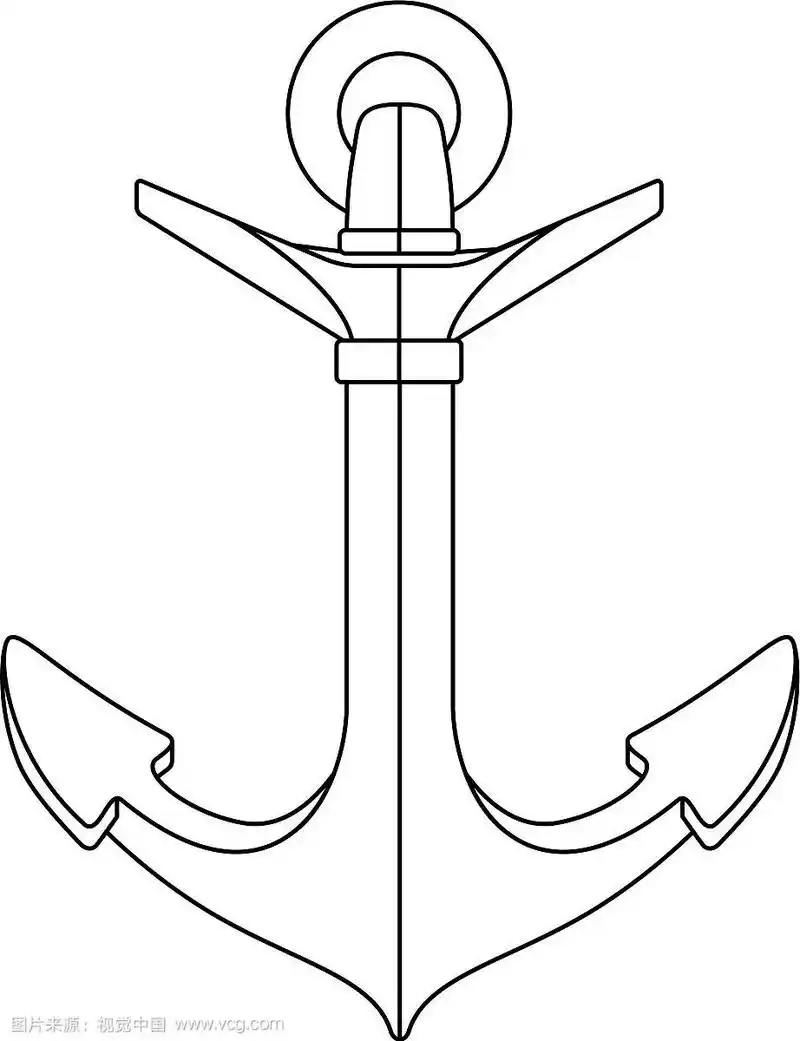 黑白色轮廓海图标锚