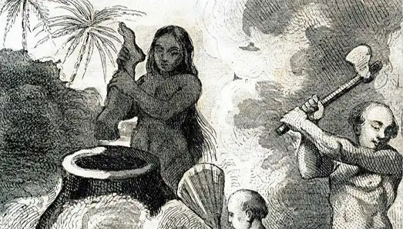 一副描述巴西部落食人的雕刻版画.来源:getty images