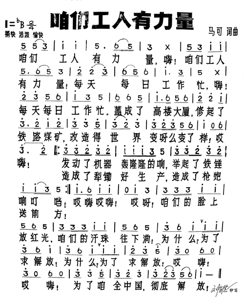 [简谱] 咱们工人有力量