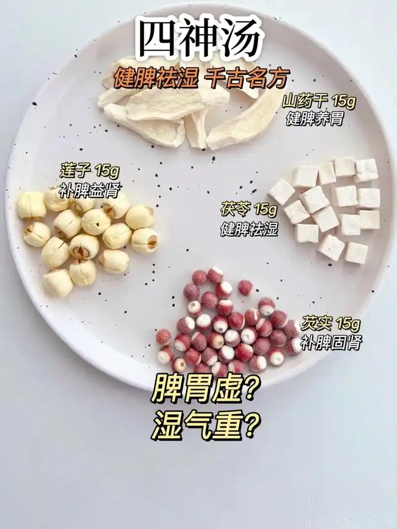 95今天给大家分享一款祛湿名方:四神汤!它可以健脾胃,去湿气 - 抖音