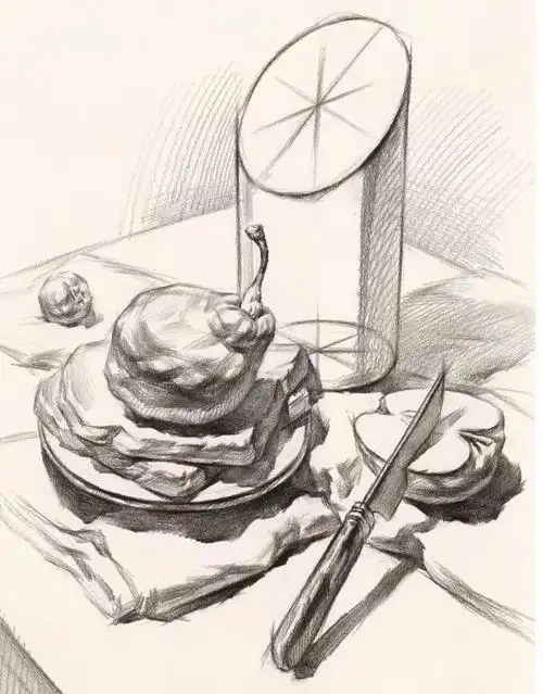 静物组合结构素描#结构素描#素描静物组合步骤图#素描静物横构图组合