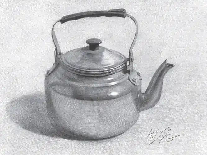 零基础学绘画素描静物水壶