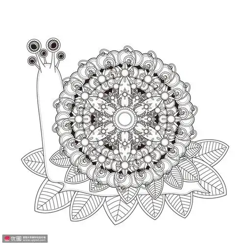 线条白描人物花卉欧式花纹团花纹样图案素材09