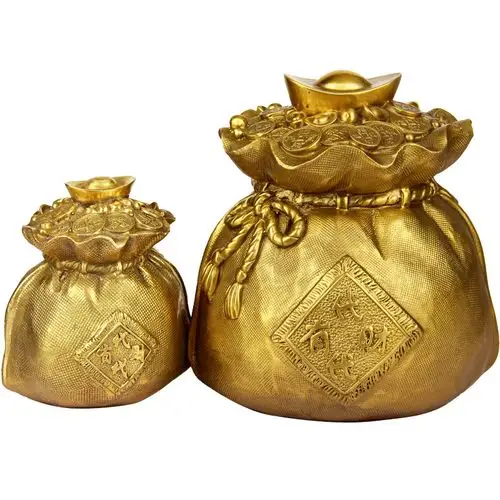 泰山老奶奶代代有钱纯铜钱袋子家居饰品招财旺财风水客厅摆件