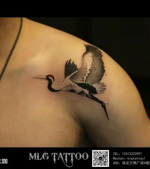 水墨仙鹤_纹身图案手稿图片_魔罗阁boss·老蒋(长年招生)的纹身作品集
