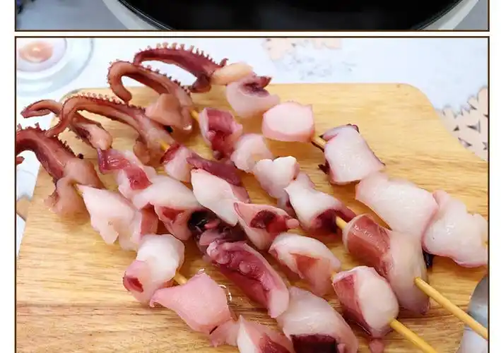 鱿鱼八爪角粒串章鱼角串章鱼足串鱿鱼串商用冷冻烧烤食材20串一包