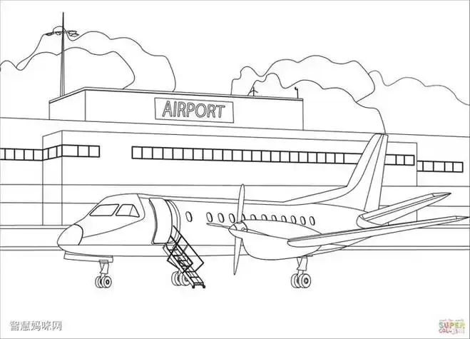 飞机与机场简笔画