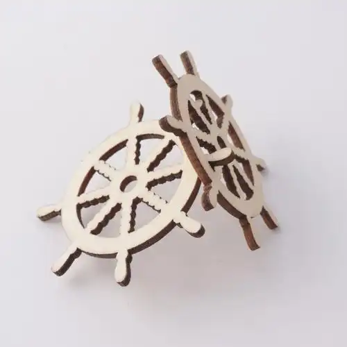 木质工艺品 船锚船舵挂件儿童手工diy木片镂空装饰品