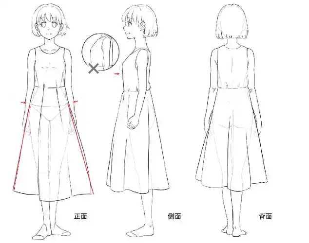如果按照原有胸部的大小画,由于不是收腰的款式,角色加上衣服后会显得