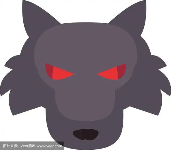 愤怒的狼头在白色的背景