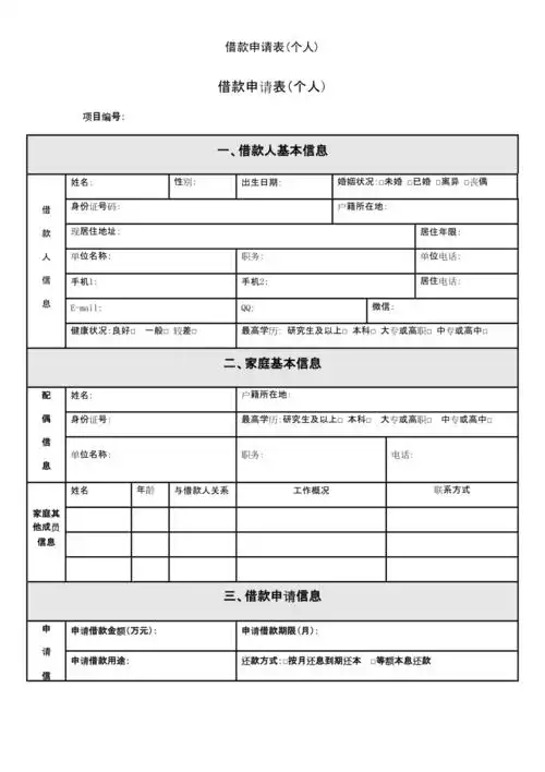 借款申请表个人