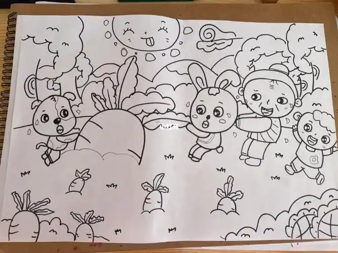 幼教简笔画拔萝卜
