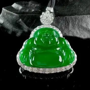 18k金钻镶嵌满阳绿翡翠佛公【货 号】:jd599729联系客服询价精品春带