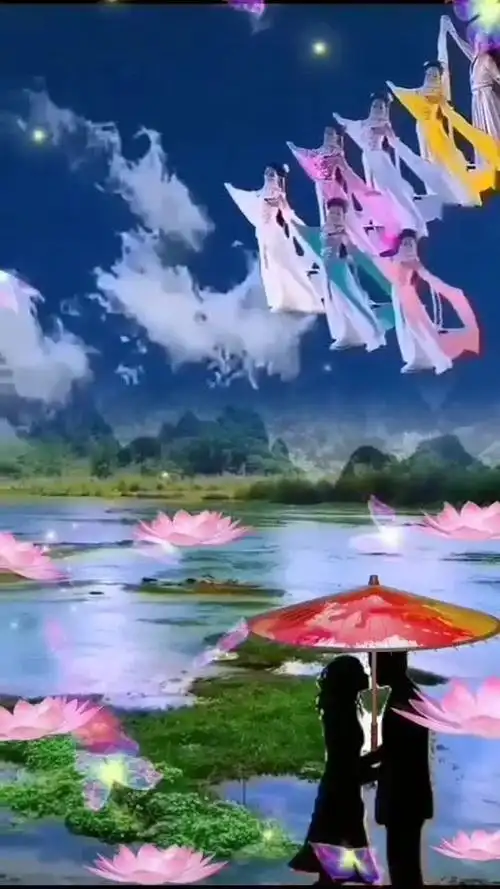 花开花落连七仙女下凡来了只羡鸳鸯不羡仙只羡忘羡不羡仙