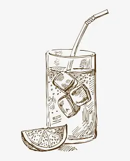 冰块饮料素描简图
