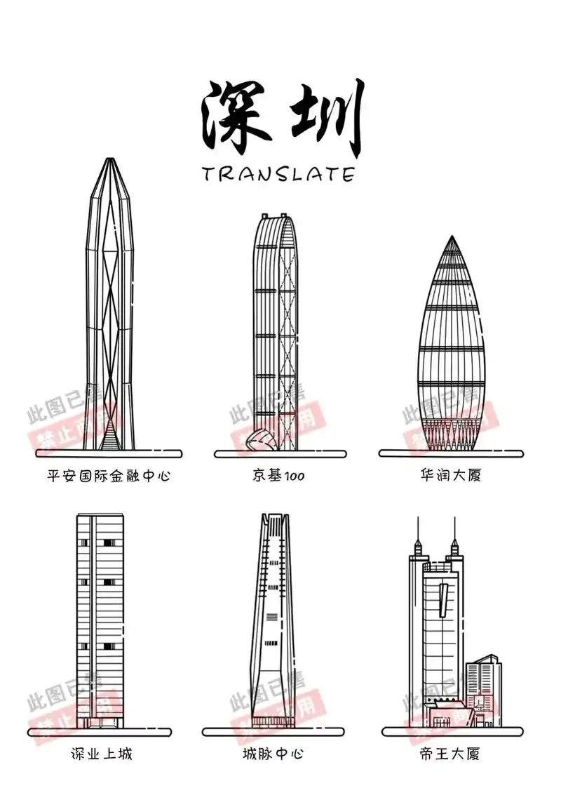 深圳城市地标建筑mbe风插画/手绘简笔画.#简笔画 #pro - 抖音