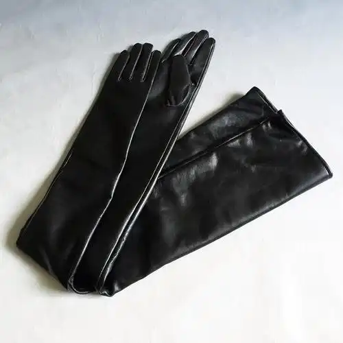 手套触屏绵羊羊皮超长90cm加长加大真皮配饰手套