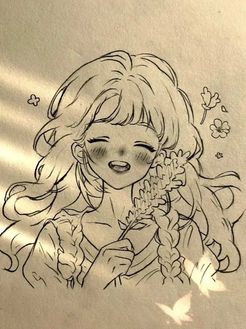 简笔画详细教程 #手绘临摹 #古风女孩  我怎么会浪漫啊, - 抖音