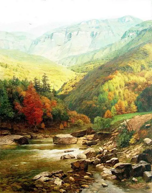 油画特价酒店装饰画客厅风景画无框画珂罗版高仿九寨沟风景油画