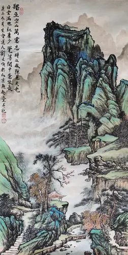 藏在国画中的宁静与高雅--北京无极堂书画院院长刘文顺青绿山水图