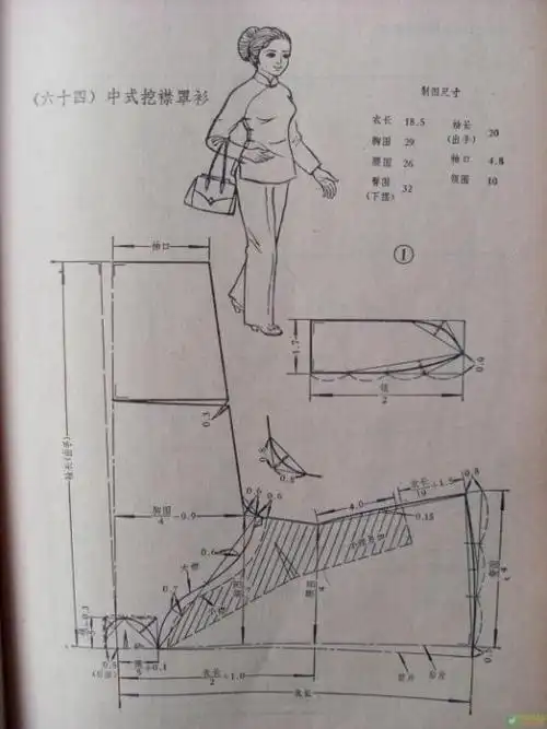 中式挖襟罩衫的裁剪