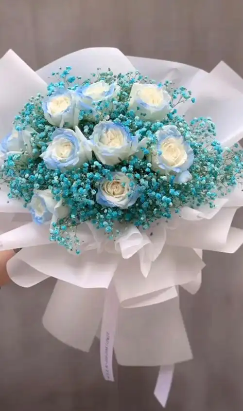 花束抖音网红同款碎冰蓝玫瑰渐变玫瑰花郑州同城鲜花速递(同城)