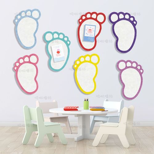 可爱脚丫毛毡卡通墙贴幼儿园环创留言板背景儿童照片墙班级文化墙