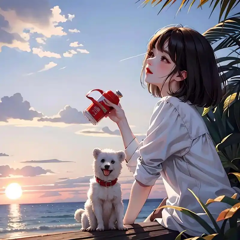 忧郁头像|系列六 一个人夏天 一个人看海 一只狗陪我 #治愈系插画