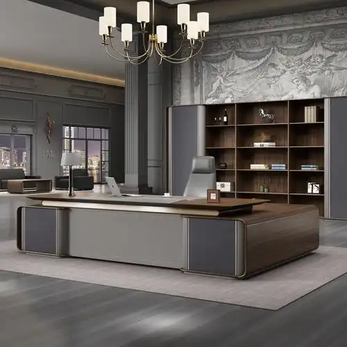 临赫高档轻奢老板桌总裁桌简约现代大班台老板办公桌大气办公室